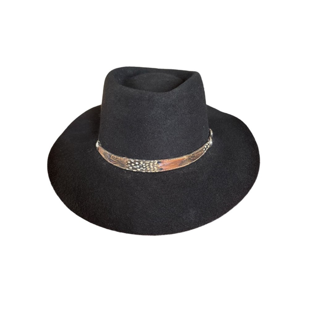 Men’s Broner Black Felt Hat with Feather Band One Size